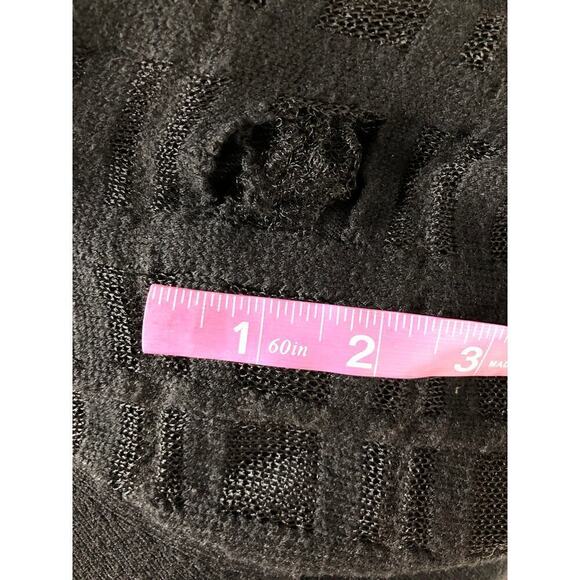 Esteban Cortazar Dress Sheer Lattice Sleeve Knit Turtleneck Sheath Mini Black XL - Picture 9 of 12